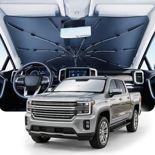 DMJN Umbrella Windshield Sun Shade for Chevy Silverado (2019-2026), Car Sunshade for Front Windshield [Nano Ice-Crystal Coatings] UPF50+ Heat & UV Block, Protect Interior & Keep Cooler - size: For | Chevy Silverado (2019-2026)