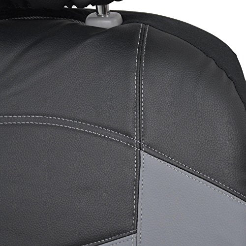 BDK Soft & Smooth Leatherette Sideless Front Car Seat Covers Fit for Car SUV Van (Black & Gray)- Easy Installation Cover - color: Black & Slate Gray