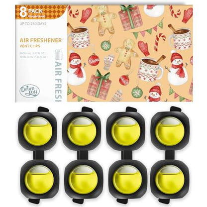 Car Air Freshener Vent Clips, 8 Pack, Provides Long-Lasting Scent, Up to 240 Days, Odor Eliminator (Gingerbread) - color: Gingerbread