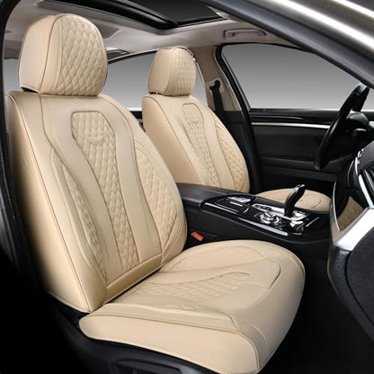 Coverado Automotive Seat Covers, Car Seat Covers Full Set, Beige Car Seat Cover, Car Seat Cushion Waterproof, Front Seats Back Seat Covers, Car Seat Protector Universal Fit Most Cars - color: Beige, size: FullSet