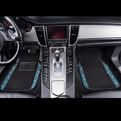 CAR PASS Bling Rhinestones Diamond Waterproof Car Floor Mat, Crystal Sparkly Shining Glitter Carpet, Anti-Slip PVC Heel Pad Universal for Interior Auto SUV,Sedan,Van,4pcs Girly Women Mint Teal Diamond - color: Mint Diamond