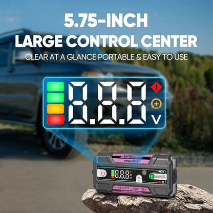 LOKITHOR J400 Jump Starter with ConnectMax Tech, 2000A 12V Battery Jumper Starter Portable, Lithium Jump Box and Jump Pack for Up to 8.0-Liter Gas and 6.0-Liter Diesel Engines, Smart Digital Screen - color: Pink