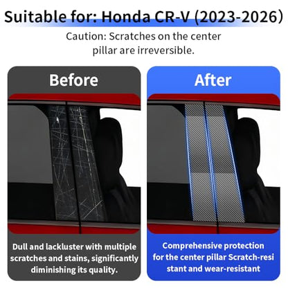 Car Door Window B C Pillar Trim Film Carbon Fiber Style for Honda CRV CR-V 2023 2024 2025 2026 Automotive Exterior Accessories Pillar Post Protection Decor TPU Sticker Cover 8-Pcs Kit