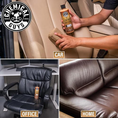 Chemical Guys Leather Cleaner and Conditioner Kit - 2 Bottles (4 oz Each), Car Cleaner and Conditioner, Safely Cleans & Conditions Leather Car Interiors, Furniture, Shoes, Boots, Bags, Apparel & More - style: 4 Fl Oz KIT