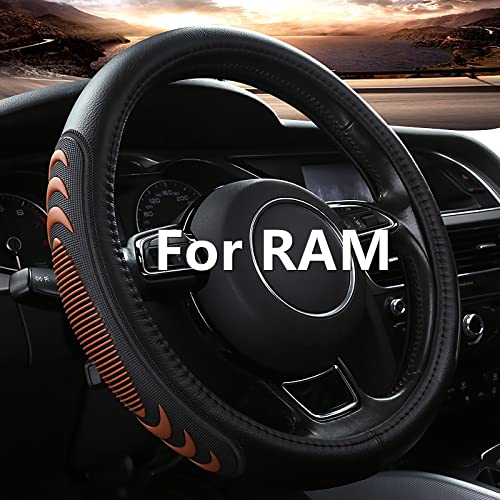 Yangday Leather Steering Wheel Cover for Dodge Ram 1500 2500 3500, 15.5-16 Inches Car Steering Wheel Cover with Anti-Slip Massage Particle (Brown) - color: Brown