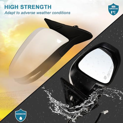 Right Passenger side Mirror Fits 2014-2019 Toyota Highlander With Power Glass, Heated,Turn Signal and Manual Folding,Without Blind Spot Match white Replace 87910-0E140(6Pins) - color: White, size: 6Pins-Right