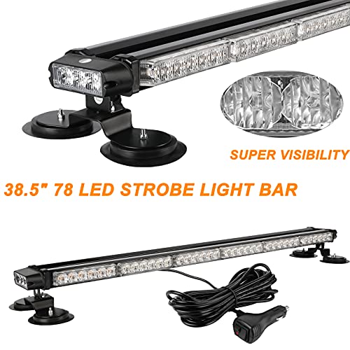 ASPL 38.5" 78 LED Strobe Light Bar Double Side Flashing High Intensity Emergency Warning Flash Strobe Light with Magnetic Base for Safety Construction Vehicles Tow Trucks Pickup (Amber/Green) - color: Amber/Green
