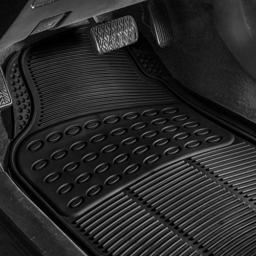 FH Group Automotive Floor Mats Climaproof for All Weather Protection Universal Fit Trimmable Heavy Duty fits Most Cars, SUVs, and Trucks, 2pc Front Set Solid Black - color: Black, style: Front Set