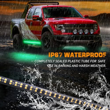 XRIDONSEN 2PCS 60 inch Green Running Board Lights Strip 720 LED Emergency Strobe Lights Flashing Warning Safety Caution Side Lights w/Waterproof Tube for Trucks Construction Vehicles SUV Jeep Car - color: Green
