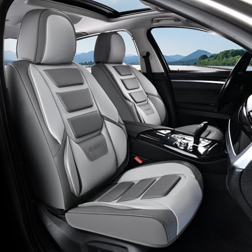 Coverado Car Seat Covers, Front Covers for Cars, Car Seat Cover Front Seats, Automotive Seat Cover, Waterproof, Leather Car Seat Cushion, Universal Interior Covers Seat Protectors for Most Cars - color: Light_Gray, size: Front Pair