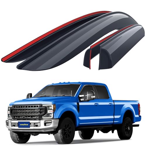 Goodyear Shatterproof Window Deflectors for Ford F250 to F550 Super Duty 2017-2026 Crew Cab, Tape-on Rain Guards, Window Visors, Vent Deflector Visor, Car Accessories, 4 pcs. - GY008899 - color: For F250 to F550 17-26 Super Duty