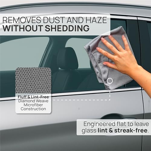 Claro Glass Towels Car Detailing 8-Pack – Streak Free Windshield Cleaner Cloth | Auto Glass Cleaner for Car Windows, Mirrors & Screens | Microfiber Car Cleaning Cloth for Detailing & Interior Use - style: Auto Glass Cleaning Pack