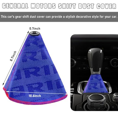 povtii Car Shift Boot Cover, Waterproof Canvas Fabric Manual Automatic Shift Knob Boot Dust Cover, Gear Gaiter Cover Auto Shift Boot Sleeve Protector, Universal Car Accessories (Blue) - color: Blue