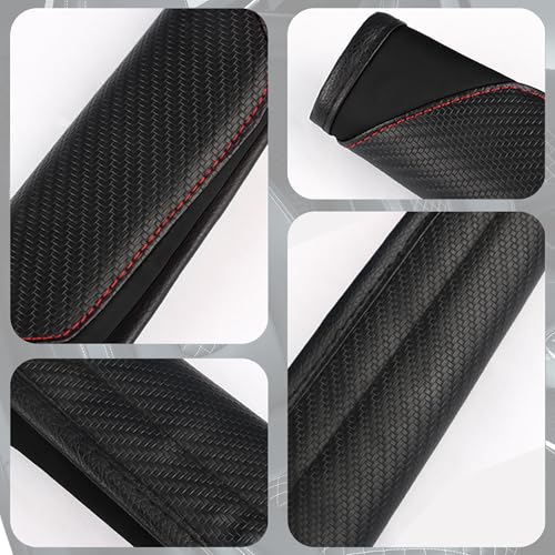 2PCS Car Seat Belt Cover pad, Carbon Fiber Safety Seatbelt Shoulder Strap Covers, Breathable Leather Soft Harness Pad Protect Your Neck and Shoulder (2, Black) - color: Style 2-Black