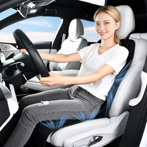 FLORICH Cooling Car Seat Cover Front Seat, 12V-24V Ventilated Seat Cushion, Cooling Car Seat Cushion with 2 Powerful Turbo Fans 3-Speed Adjustable for Summer Driving, Universal Fit for Car SUV Truck - color: Black