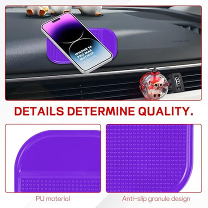 10PCS Car Dashboard Non-Slip Mat, Multifunctional Anti-Slide Sticky Pad for Auto Dashboard, Anti-Slip Dash Pad for Cell Phone, Radar Detector, Keys, Glasses, GPS, Coins (Purple) - color: Purple