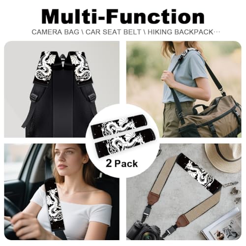 2Pcs Soft Auto Seat Belt Cover Pad Dragon White Car Seatbelt Shoulder Cushion for Comfortable Driving, Compatible with All Cars' Seatbelt and Backpack Straps - color: Dragon
