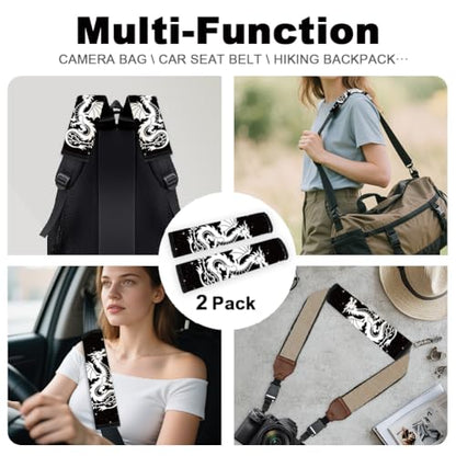 2Pcs Soft Auto Seat Belt Cover Pad Dragon White Car Seatbelt Shoulder Cushion for Comfortable Driving, Compatible with All Cars' Seatbelt and Backpack Straps - color: Dragon