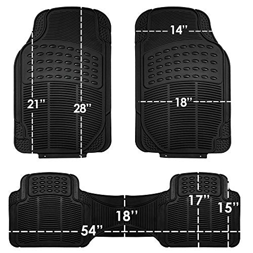 FH Group Climaproof™ Trimmable Non-Slip Vinyl Floor Mats Full Set - Universal Fit for Cars Trucks and SUVs (Black) F11306 + F16400 - color: Black, style: Combo Set