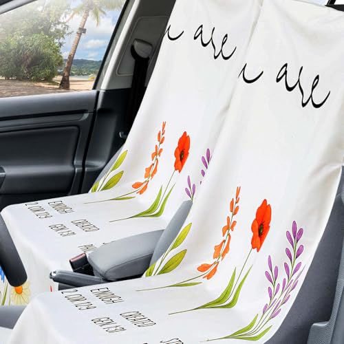 Hahafelt 2 Pack Car Seat Towel Covers with Storage Bag, 63 x 32 Inch Universal Non Slip Waterproof Sweat Protector for Car Truck, Gym Swimming Running, Machine Washable (Christian Floral) - style: Christian Floral