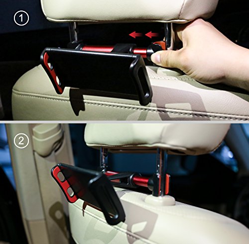 MoKo Headrest Phone/Tablet Car Mount, Adjustable Tablet Holder for 4-12.9" Devices, Fit with iPhone 17/17 Air/17 Pro/17 Pro Max, iPhone 16/Pro/Pro Max/Plus, iPhone 15/Pro/Plus,iPad Air 4/Mini 6,Black - color: Black