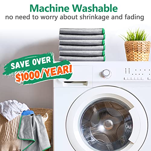 Glass Polishing Cloth Streak Free Miracle Cleaning Cloth Lint Free Microfiber Cleaning Rags for Glasses Kitchen Dish Mirrors Easy Clean, Pack of 6, 12" x 12" - color: Sliver, Pack of 6