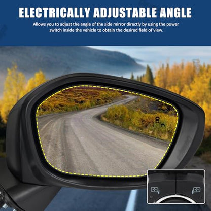 Passenger Side Mirror Assembly Compatible with Honda Civic 2022-2025 Non-heated Power Adjustable Glass Manual Folding Replace 76208T20A01 HO1321350 Black (3Pin Right) - style: 3pin Right