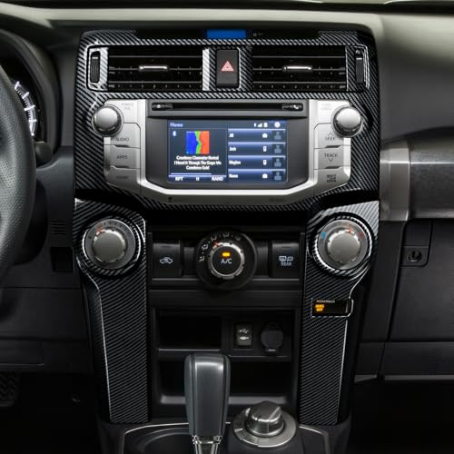 Car Central Control Navigation Panel B ABS Sticker Carbon Fiber Decal Cover Interior Trim Accessories for Toyota 4Runner SUV 2010-2025 Black - color: Central Control Navigation Panel B
