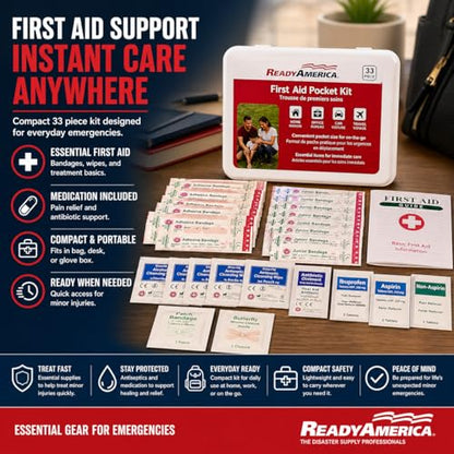 Ready America 70280 72 Hour Emergency Kit, 2-Person, 3-Day Backpack, Includes First Aid Kit, Survival Blanket, Portable Preparedness Go-Bag for Camping, Car, Earthquake, Travel, Hiking, and Hunting, Red