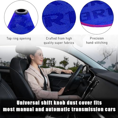 povtii Car Shift Boot Cover, Waterproof Canvas Fabric Manual Automatic Shift Knob Boot Dust Cover, Gear Gaiter Cover Auto Shift Boot Sleeve Protector, Universal Car Accessories (Blue) - color: Blue
