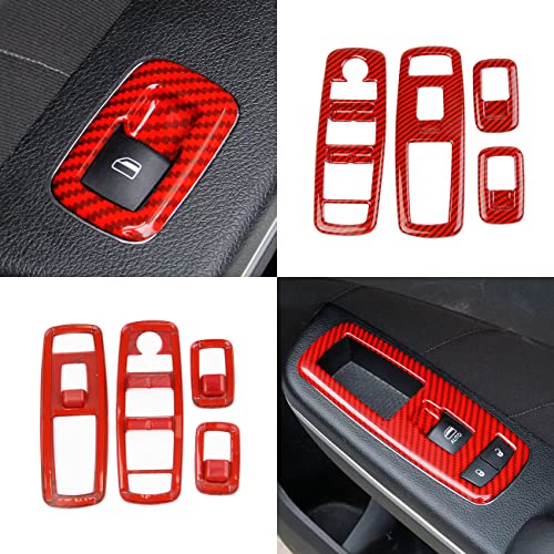 Red Carbon Fiber Window Lift Trim Switch Panel Cover Trim for Dodge Charger 2011+/ Chrysler 300 2015-2021 - color: Red