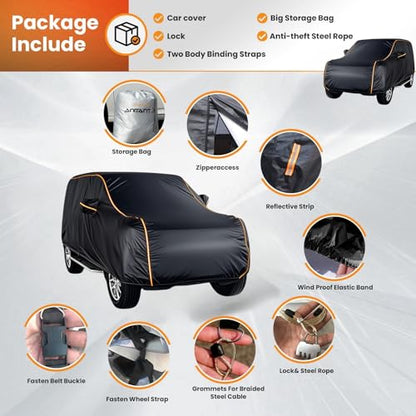 Super Lightweight Car Cover Waterproof All Weather Winter Snow SUV Cover All Weather Waterproof,UV Rain Protection Easy Carry Cover Fit SUV 191" to 200" - color: Black(Air Pro), size: Size 10: SUV 3 (Under 201")