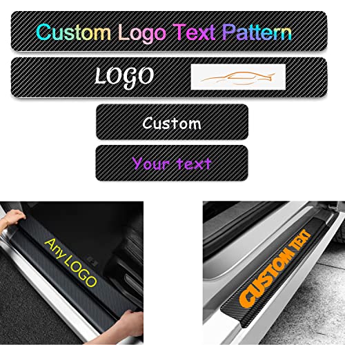 Custom Car Door Sill Protector Personalized Text/Logo Decal Decorative Carbon Fiber Anti-Scratch Sticker Entry Guard Décor