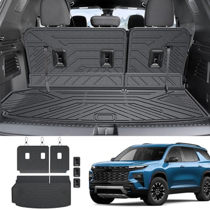 Cargo Mat Backrest Mats for 2024 2025 2026 Chevy Traverse & 2025 2026 Buick Enclave, TPE All Weather Cargo Liner Trunk Mat Car Accessories(24-26 7/8 Seats-3rd Row Backrest Mats&Cargo Mat) - style: 24-26 7/8 Seats-3rd Row Backrest Mats&Cargo Mat