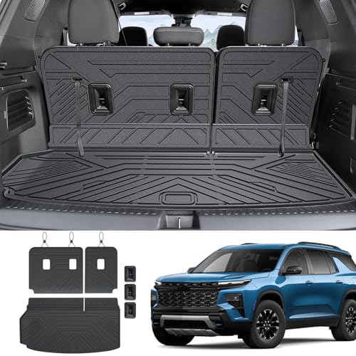 Cargo Mat Backrest Mats for 2024 2025 2026 Chevy Traverse & 2025 2026 Buick Enclave, TPE All Weather Cargo Liner Trunk Mat Car Accessories(24-26 7/8 Seats-3rd Row Backrest Mats&Cargo Mat) - style: 24-26 7/8 Seats-3rd Row Backrest Mats&Cargo Mat