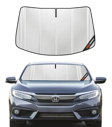 Pigenius Windshield Sun Shade for Honda Civic 2016-2018. Full Coverage Rearview Mirror Shade for Ultimate Protection - color: Silver, size: 2016-2018 All Body Types
