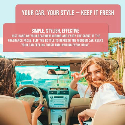 Car Air Freshener Skyfall – Floral Aroma Diffuser, Long-Lasting Lavender & Vanilla Hanging Oil Diffuser with Wooden Cap, Non-Toxic Rearview Mirror Accessory, Made in USA