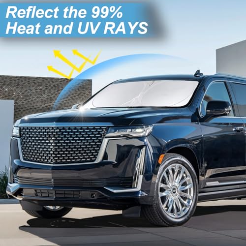for Cadillac Escalade SRX XT5 XT6 STS DTS XT4 DeVille 2017 2018-2022 2023 2024 Windshield Sun Shade- Car Sunshades for Front Windows Shield Cover Custom Fit Cadillac SRX 2025 Accessories Sun Visor - size: for Cadillac Escalade XT5 XT6 2019-2024