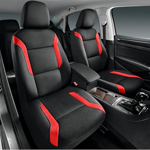 Skechers Memory Foam Car Seat Covers, Air Cool Mesh Thick Seat Covers, Car Seat Covers Front Seats Airbag Compatible, Automotive Comfort & Protection for Most Cars,Vans,Trucks, SUVs,Red - color: Black/Red, size: Two Front
