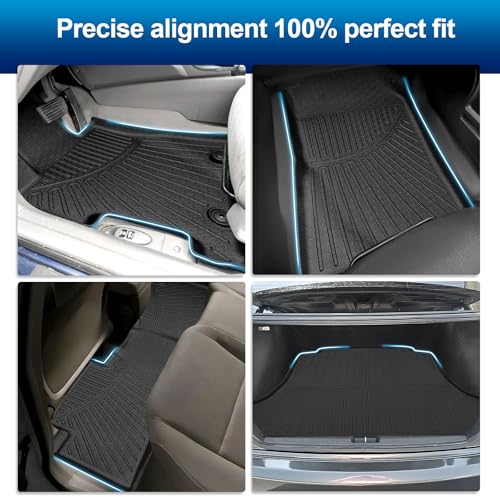 Peleus Floor Mats for Honda Civic 2006-2011,8th Gen Civic Si Sedan (Not Fit Coupe),TPE All Weather Protection 2 Rows Car Floor Liners with Cargo Liner Honda Civic Trunk Mat+Floor Mats - style: For Honda Civic 2005-2011