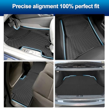 Peleus Floor Mats for Honda Civic 2006-2011,8th Gen Civic Si Sedan (Not Fit Coupe),TPE All Weather Protection 2 Rows Car Floor Liners with Cargo Liner Honda Civic Trunk Mat+Floor Mats - style: For Honda Civic 2005-2011