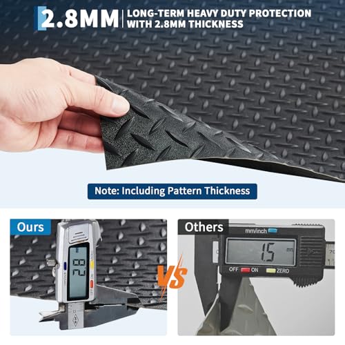 7.5 x 16 FT Garage Floor Mat, 2.8mm Thickened Flooring Roll Diamond Plate PVC Rubber Trailer Mat, Non-Slip Floor Protector Mat for Garage, Warehouse, Gyms, Trailer, SUV