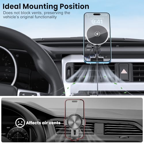 DIAMOOKY Metal Phone Mount for Toyota 4Runner 2024 2023 2022 2021 2020-2010 5th Gen 4runner Accessories Dash Cell Phone Holder W/Wireless Charging Adjustable Phone Stand Fit for All Smartphone - style: 2010-2024 (Wireless Charging)