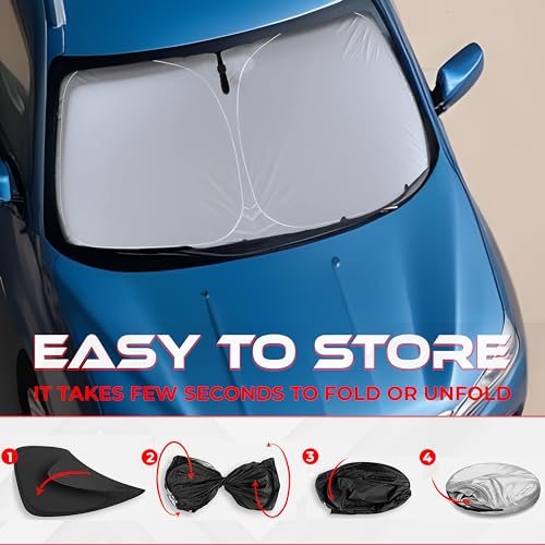 Autotech Park Foldable Sunshade Compatible with 2022-2025 Rivian R1S and R1T, UV Reflective and Easy Storage, Custom-fit Car Windshield Sun Shade