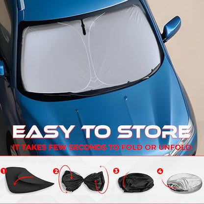 Autotech Park Foldable Sunshade Compatible with 2022-2025 Rivian R1S and R1T, UV Reflective and Easy Storage, Custom-fit Car Windshield Sun Shade