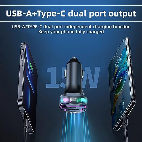 Bluetooth FM Transmitter for Car, Hands-Free Calls, HD Sound Quality 5.3, 5V3.1A Fast Charging, U Disk Music Playback, Support 5 Devices Charging at The Same time (CS6) - size: CS6