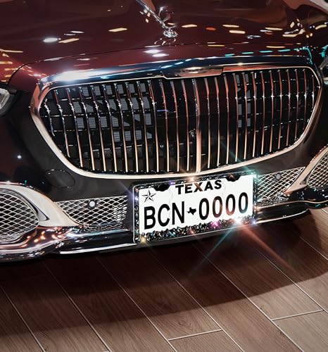 2 Pack Bling License Plate Frame for Women Murimt Gem Diamond Rhinestone License Plate Frames Handcrafted Stainless Steel Bedazzled License Plate Cover | Holder High-End Gift Box（Black）… - color: CPJ-03-black-2