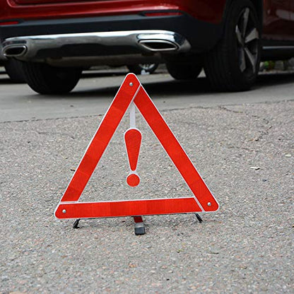 Triangle Reflector,Universal Foldable Emergency Car Truck Van Warning Triangle Signs Road Safety Reflective Exclamation Point Sign Triangle Warning Kit Tool with Carrying Case (10 Pack) - size: 10 Pack