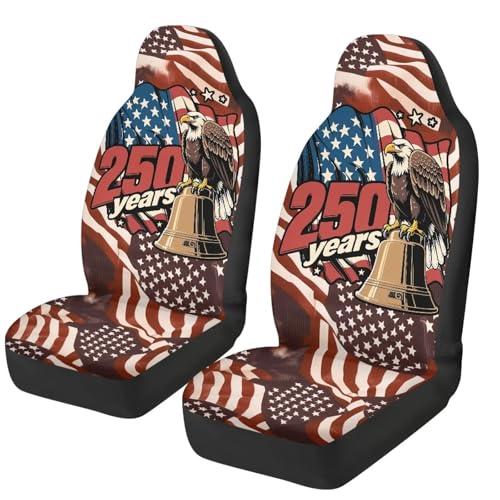250 Years Car Seat Covers Set of 2 Eagle Flag Car Seat Cover Protector Front Seats Patriotic Auto Interior Accessories Stretch Polyester Fabric Cover for Cars Sedans and SUVs - color: 250 Years Eagle Flag