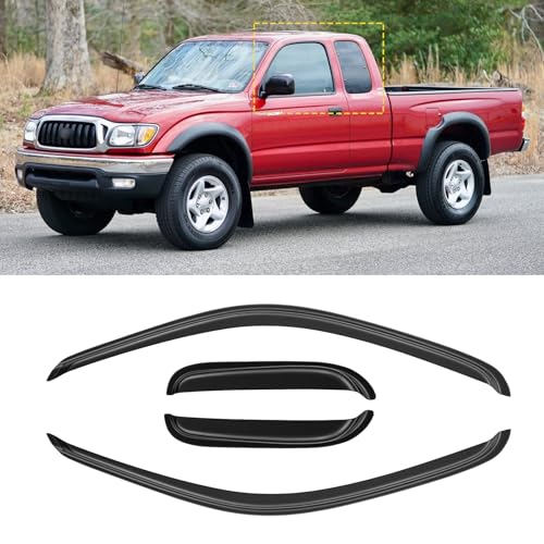 Window Visor for 1995-2004 Toyota Tacoma Access/Extended Cab, Out-Channel Rain Guards Shields Vent Deflector Shade Wind Dark Smoke for 95-04 Tacoma, Outside-Mount, 4PCS - style: For 1995-2004 | Toyota Tacoma | Access/ Extended Cab | Out-Channel